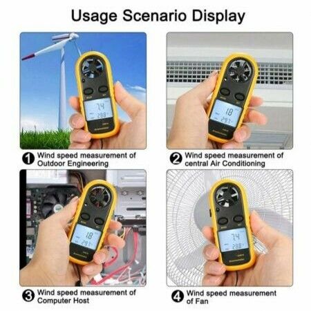 Anemometer, Digital LCD Wind Speed Meter Gauge Air Flow Velocity Thermometer Measuring Device with Backlight for Windsurfing, Sailing, Kite Flying, Surfing Fishing Etc.