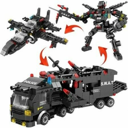 508pcs City Police Station Car Building Blocks for City SWAT Team Truck House Blocks Technic Diy Toy for Boys Children Birthday Gift