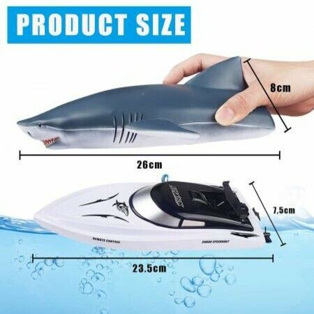 Remote Control Shark Boat 2.4G  Electric Watercraft Outdoor Toy Racing Ship for Pool RC Speedboat Lake Boat Toys for Kids & Adults