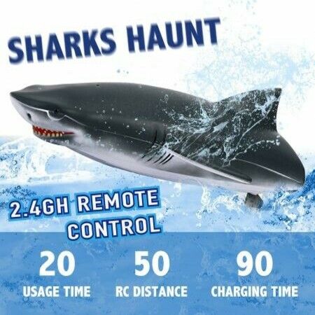 Remote Control Shark Boat 2.4G  Electric Watercraft Outdoor Toy Racing Ship for Pool RC Speedboat Lake Boat Toys for Kids & Adults