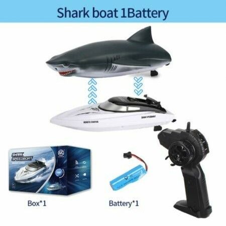 Remote Control Shark Boat 2.4G  Electric Watercraft Outdoor Toy Racing Ship for Pool RC Speedboat Lake Boat Toys for Kids & Adults