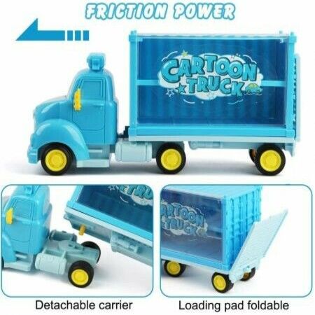 Construction Truck Set with Sound and Light, Transport Cargo Car Toy Play Set, Car Toy Set for 3-7 Years Old Kids Child Blue (Small Car Color Random)