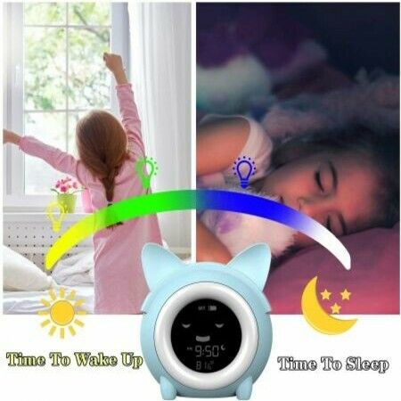 Time to Wake Alarm Clock for Kids/Children's Sleep Trainer/Kids Wake Up Light/Sleep Sound Machine/Colorful Night Light/Indoor Thermometer/NAP Timer