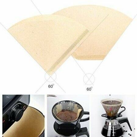 100 Pieces Coffee Filters Premium Unbleached Disposable Drip Coffee Papers (V60 Filters)