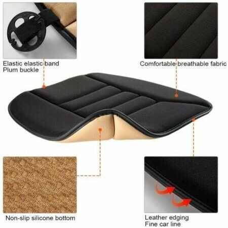 Car Seat Cushion with 1.2inch Comfort Memory Foam, Seat Cushion for Car and Office Chair (Black)