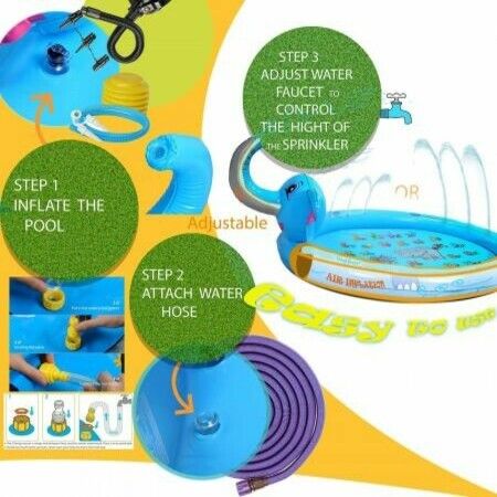 3 in 1 Splash Pad Inflatable Sprinkler Pool, Kids Pool Baby Pool Toddler Pool Inflatable Water Toys Outdoor Swimming Pool for Babies and Toddlers