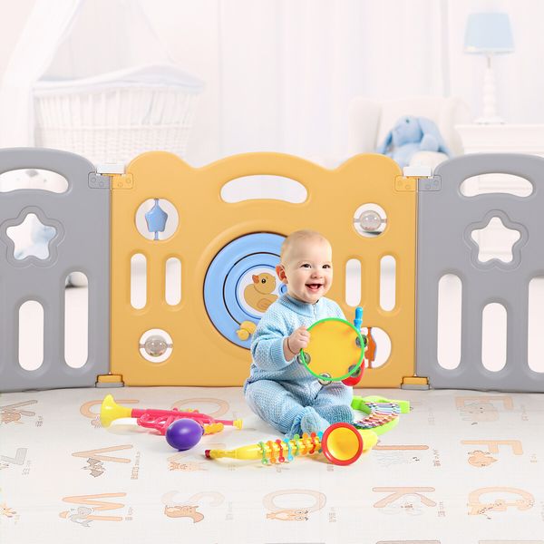 Baby Playpen Fence Barrier Safety Gate Play Room Enclosure Playground Activity Centre Yard Foldable for Child Toddler Kids 20 Panels