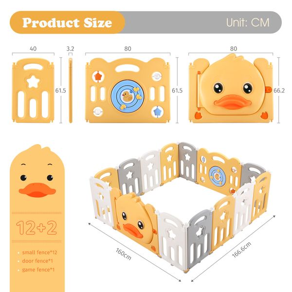 Baby Playpen Fence Play Room Playground Safety Gate Yard Barrier Enclosure Activity Centre Foldable for Child Toddler Kids 14 Panels