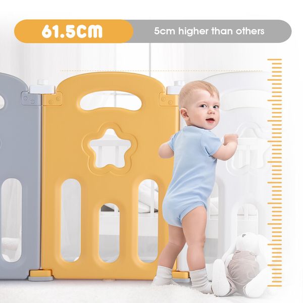 Baby Playpen Fence Play Room Playground Safety Gate Yard Barrier Enclosure Activity Centre Foldable for Child Toddler Kids 14 Panels