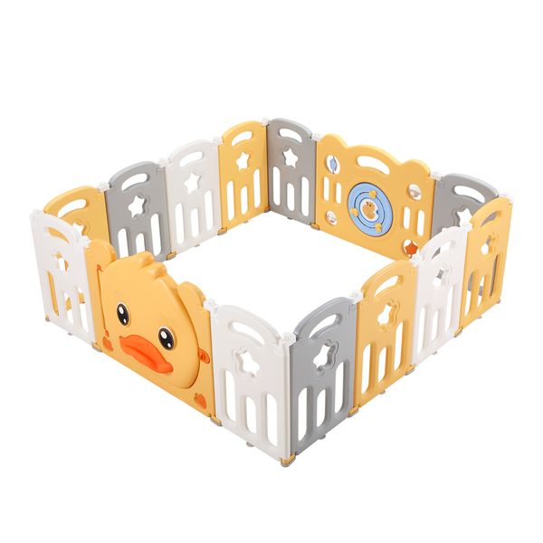 Baby Playpen Fence Play Room Playground Safety Gate Yard Barrier Enclosure Activity Centre Foldable for Child Toddler Kids 14 Panels