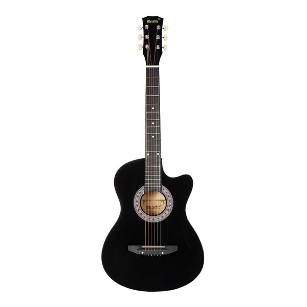 Melodic 38 Inch Dreadnought Folk Acoustic Guitar Pack Classical Cutaway Black