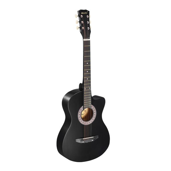 Melodic 38 Inch Dreadnought Folk Acoustic Guitar Pack Classical Cutaway Black