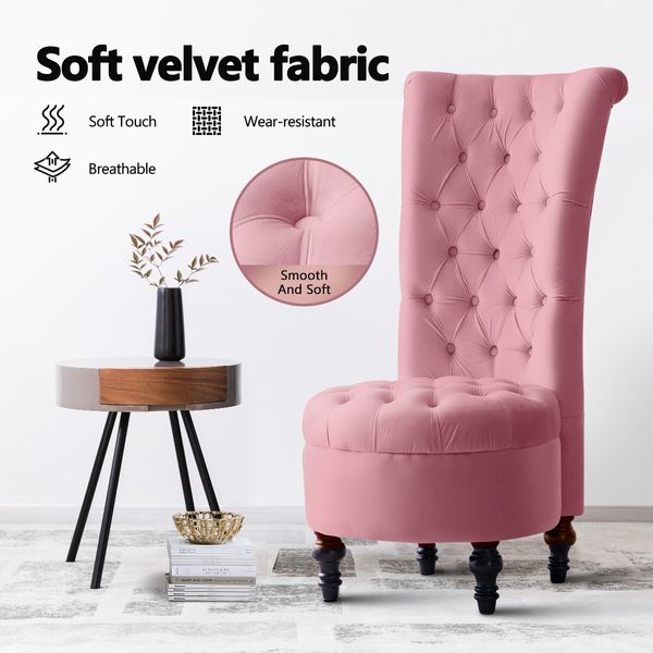 Luxsuite Velvet Accent Chair Lounge Chair Single Sofa Dressing Chair High Back Armless for Living Room Pink 