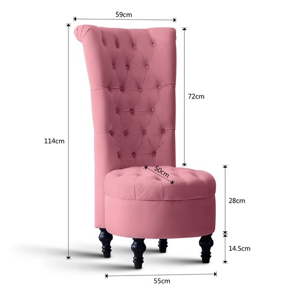 Luxsuite Velvet Accent Chair Lounge Chair Single Sofa Dressing Chair High Back Armless for Living Room Pink 