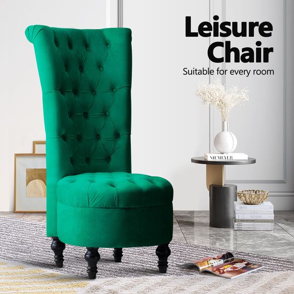 Luxsuite Velvet Accent Chair Lounge Bedroom Living Room Occasional Single Sofa Dressing Chair Armless High Back Green