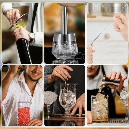 12 Pcs Bartender Kit Cocktail 600ml/800ml Boston Shaker Set withMuddler, Jigger, Strainer