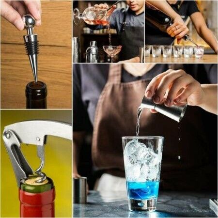 12 Pcs Bartender Kit Cocktail 600ml/800ml Boston Shaker Set withMuddler, Jigger, Strainer