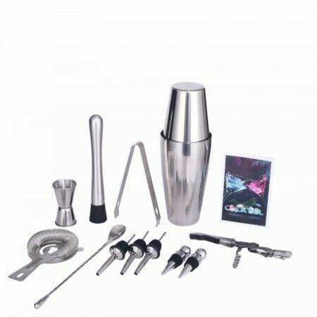 12 Pcs Bartender Kit Cocktail 600ml/800ml Boston Shaker Set withMuddler, Jigger, Strainer