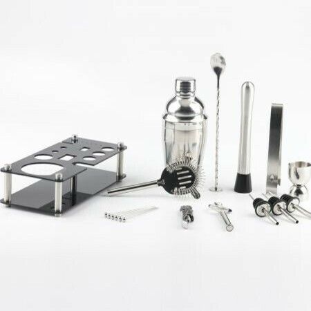 18 Pcs Bartender Kit Cocktail 550ML Shaker Set with Stand, Muddler, Jigger, Strainer