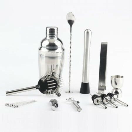 18 Pcs Bartender Kit Cocktail 550ML Shaker Set with Stand, Muddler, Jigger, Strainer