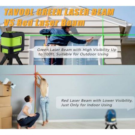 Line Laser Level Self Leveling Green 20M with Horizontal and Vertical Line