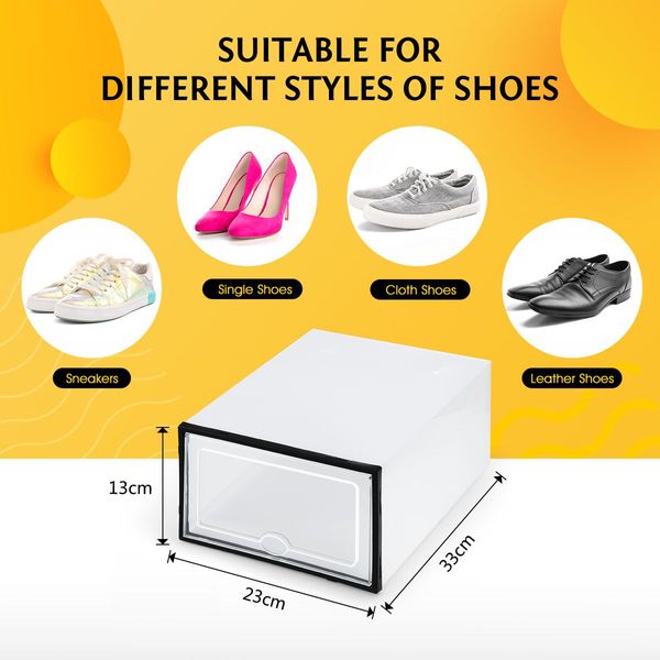 12PCS Plastic Shoe Display Cases Stackable Storage Organiser Box White