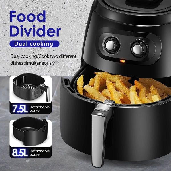 Maxkon 1800W 8.5L Air Fryer Knob Control Frying Food Kitchen Appliance Non-Oil Food Maker