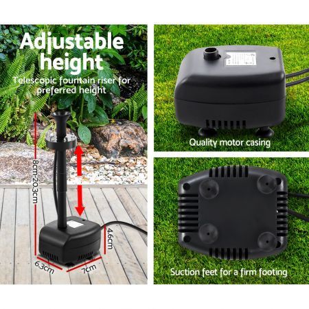 Gardeon Solar Pond Pump with Battery LED Lights 4 FT