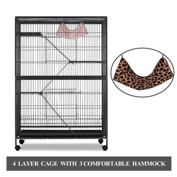 Anti-rust durable 4 Level pet cat bird Cage w/ tray hammocks Bottom Lock