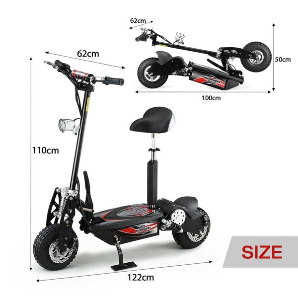 500W foldable riding motorised electric scooter various terrain suitable w/ removal seat