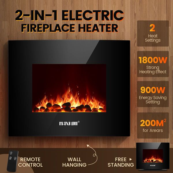 200 SQM wall mount/free stand 2 in 1 electric fireplace heater instant warm energy saving