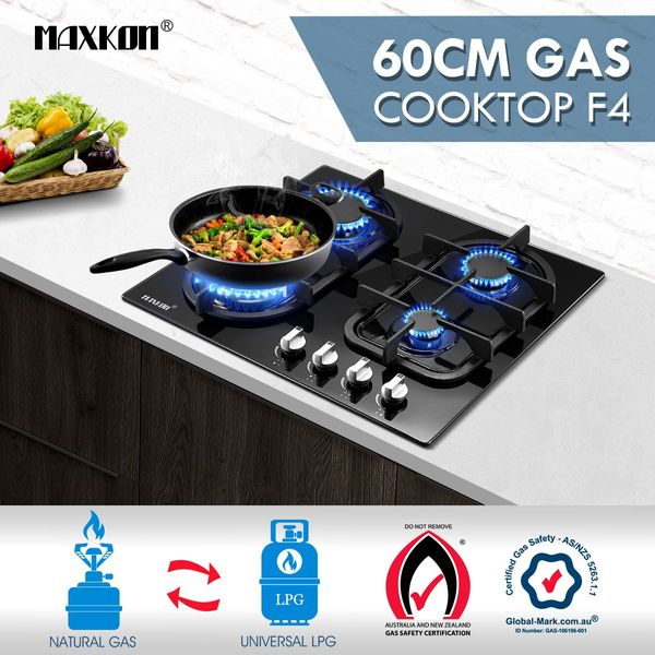 60cm NG or LPG 4 burner gas cooktop hob easy cleaning stove w/ SAI safety certification