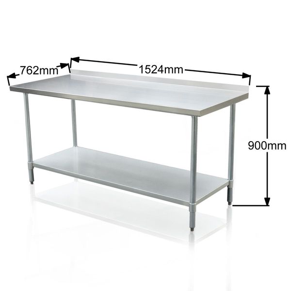 NZF Certified Stainless Steel Kitchen Work Bench Food Prep Cater Table 152cmx76cm Commercia /Home use