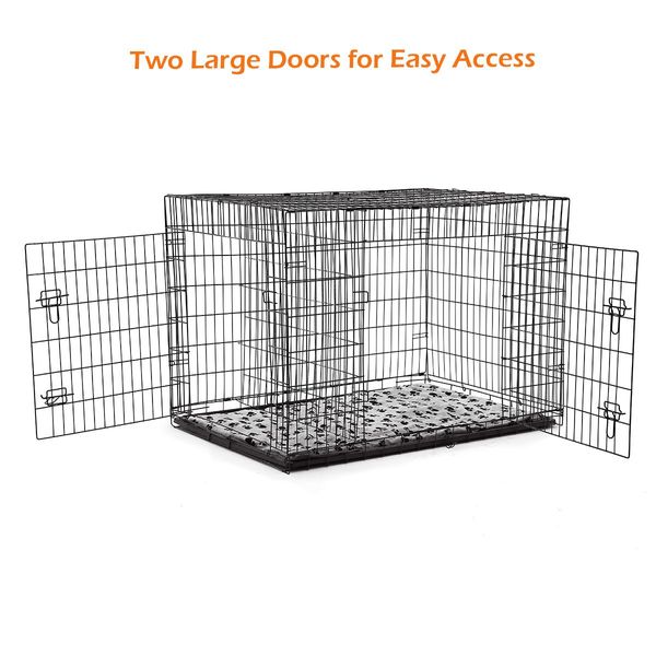 48" 2 doors 2 dividers XL collapsible Dog Crate Cage with pet bed