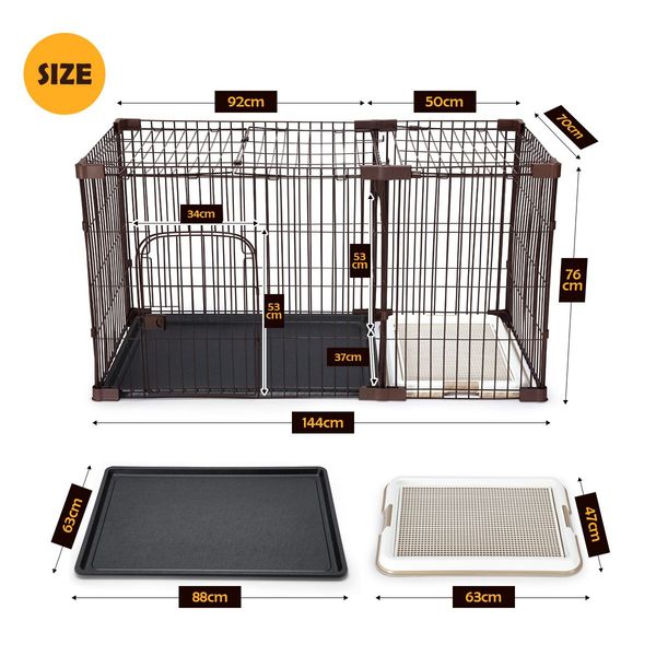 XL collapsible pet dog wire metal crate kennel 2 compartment cage anti-corrosion