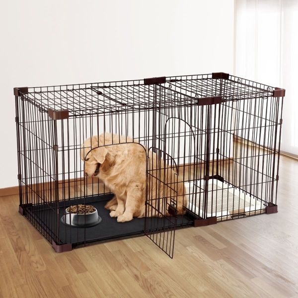 XL collapsible pet dog wire metal crate kennel 2 compartment cage anti-corrosion