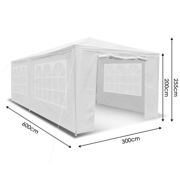 3x6m White Garden Gazebo Tent Party Wedding Canopy Marquee Shade Outdoor