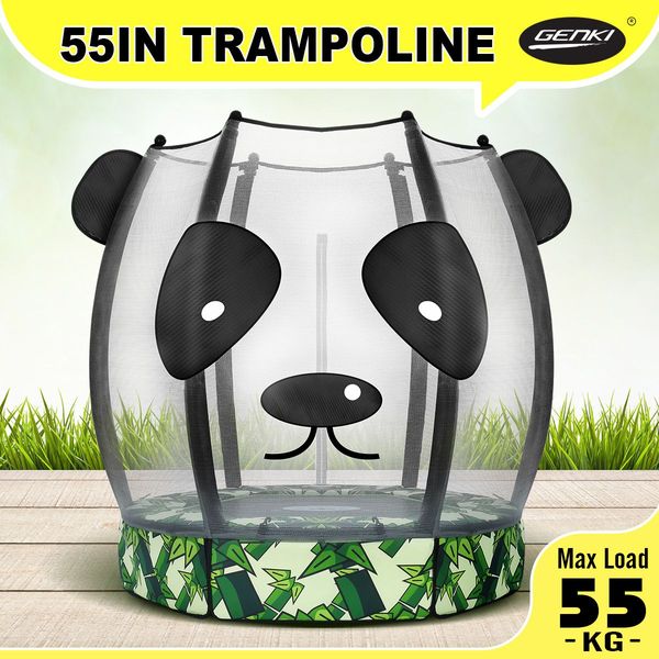 55" sturdy panda shape round kids trampoline rebounder w/ enclosure safty