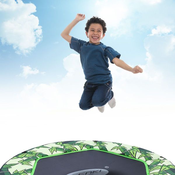 55" sturdy panda shape round kids trampoline rebounder w/ enclosure safty