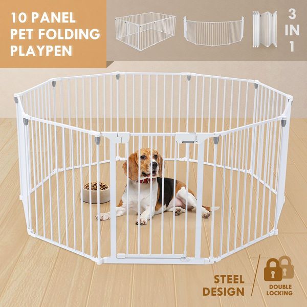 3 in 1 XXL 10 panels foldable kid baby toddler playpen safe gate play fence