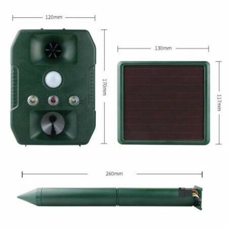 Ultrasonic Animal Repeller Outdoor Cat Repellent Solar Powered Dog Deterrent for Garden Yard Field Farm