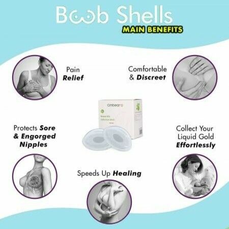 Breast Shell & Milk Catcher for Breastfeeding Relief Protect Cracked, Sore, Engorged Nipples & Collect Breast Milk collector shell 2pcs