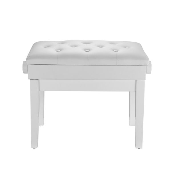 Melodic Height Adjustable Piano Keyboard Stool Chair Bench Seat with Padded Cushion and Storage Compartment White