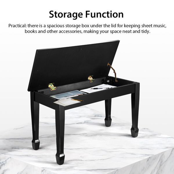 Melodic Wood Piano Stool Seat Stage Bench Keyboard Chair with PU Leather Seat and Storage Compartment