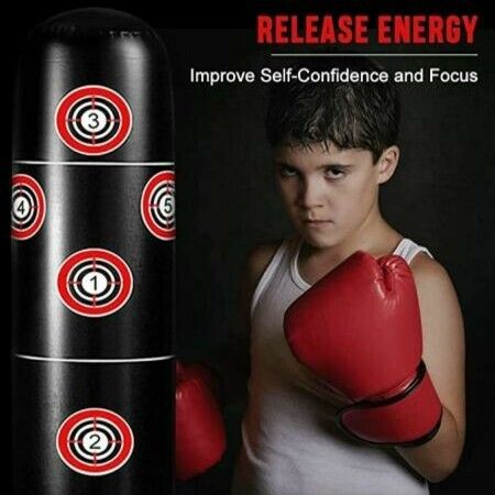 1.6M Inflatable Punching Bag Freestanding Boxing Bag Bounce Back for Taekwondo, MMA, Kids Adults Punching Boxing Bag