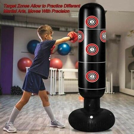 1.6M Inflatable Punching Bag Freestanding Boxing Bag Bounce Back for Taekwondo, MMA, Kids Adults Punching Boxing Bag