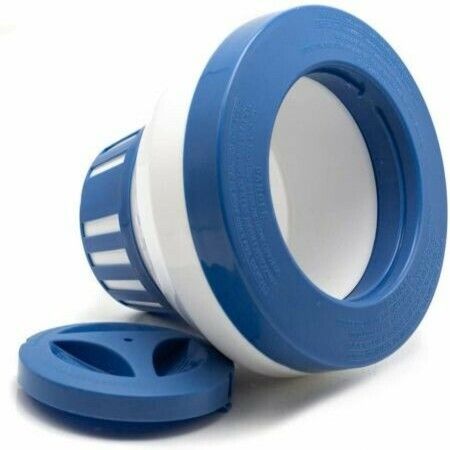 POOL Floating Pool Chlorine Dispenser Fits 1-3" Tabs Bromine Holder Chlorine Floater (Blue)