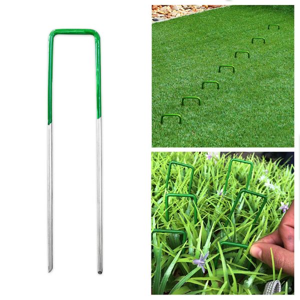 Artificial Grass Lawn Garden Tent Fence Nails Pins Pegs Fixers Stakes 50PCS Metal U Shape 3mm Thick