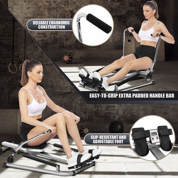 Genki Hydraulic Rowing Machine LCD Adjustable Resistance Rower Home Gym Cardio Exercise Fitness Equipment