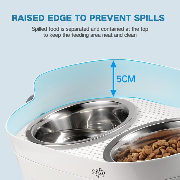 AFP Double Dog Bowls Elevated Food Water Feeder Dispenser Height Angle Adjustable Stainless Steel